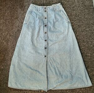 Denim Button-Front Maxi Skirt